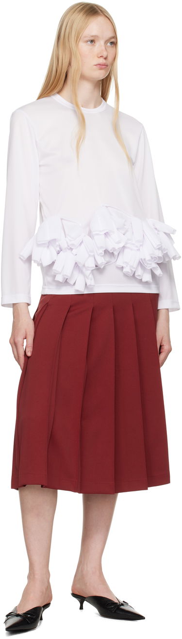 T-shirt Comme des Garçons Comme des Garçons Ruffle Detail Long Sleeve T-Shirt Vit | RO-T002-S25, 3