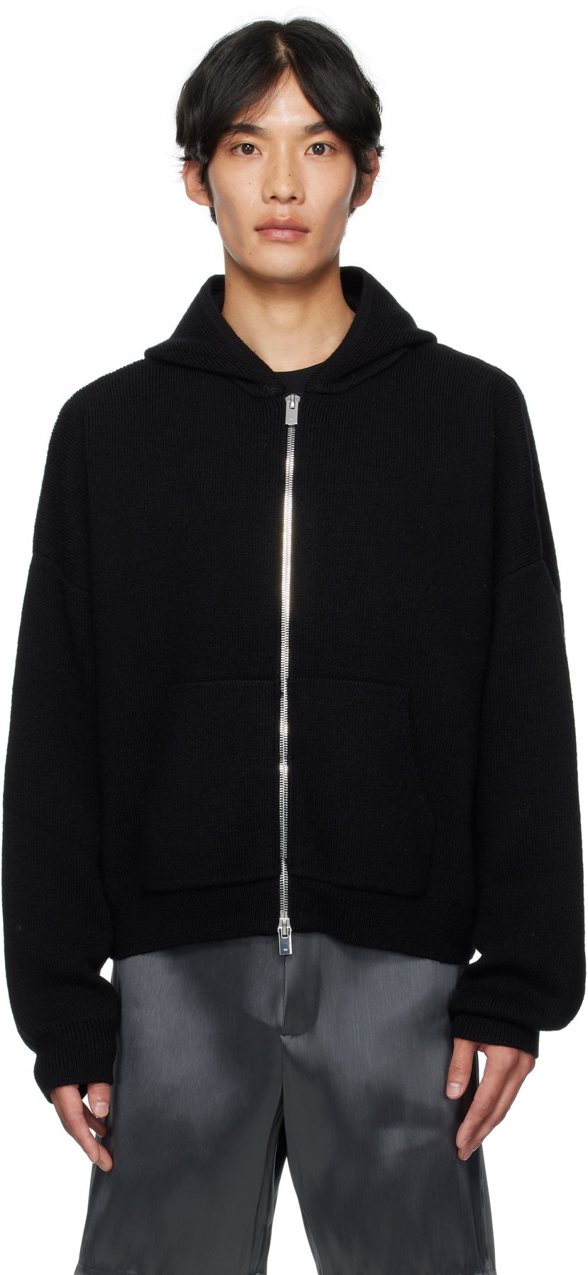 Sweatshirt HELIOT EMIL HELIOT EMIL Lampi Knit Zip-Up Hoodie Svart | PREAW25_M_07_076_BLK01