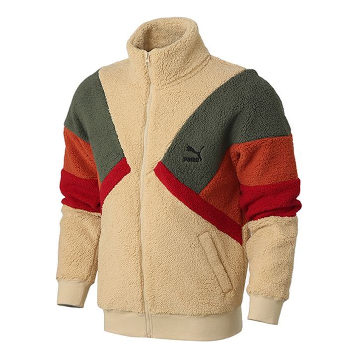 Sweater Puma Retro Block Sherpa Jacket Beige | 530808-12