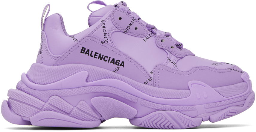 Sneakers och skor Balenciaga Purple Triple S Allover Logo Purpur | 524039 W2FA1, 0