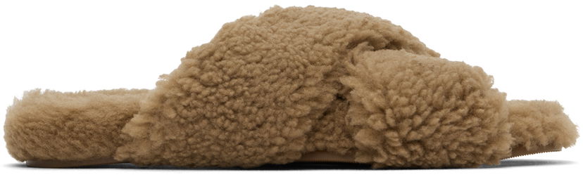 Kläder Yves Salomon Yves Salomon Curly Merino Slippers Brun | 25W23WAA162XXMECL