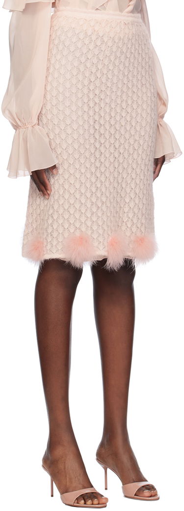 Kjol Blumarine Feather Appliqué Midi Skirt Rosa | A444G034A, 1