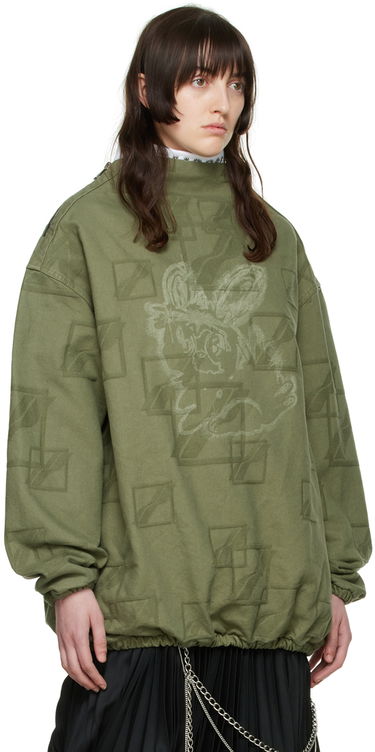 Sweater We11done We11done Denim Mock Neck Blouse Grön | WD-BL1-22-114-U-KK, 1