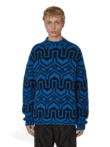 Sweater Moncler Jacquard Mock Neck Sweater Mörkblå | H20979C00005 P79
