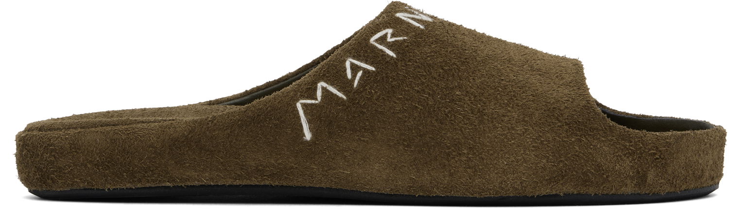 Sneakers och skor Marni Suede Fusslide Sandals Grön | FBMR003401 P5246, 0