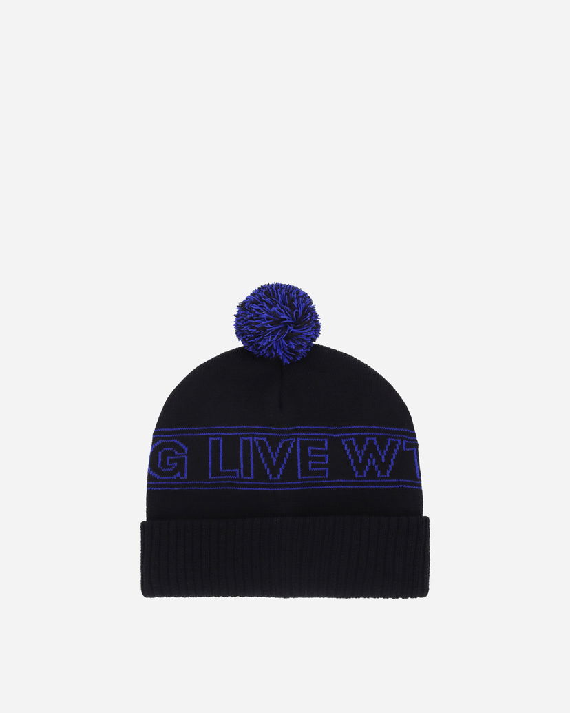 Mössa WTAPS Knit Pom-Pom Beanie with Intarsia Logo Svart | 242MADT-HT03 001