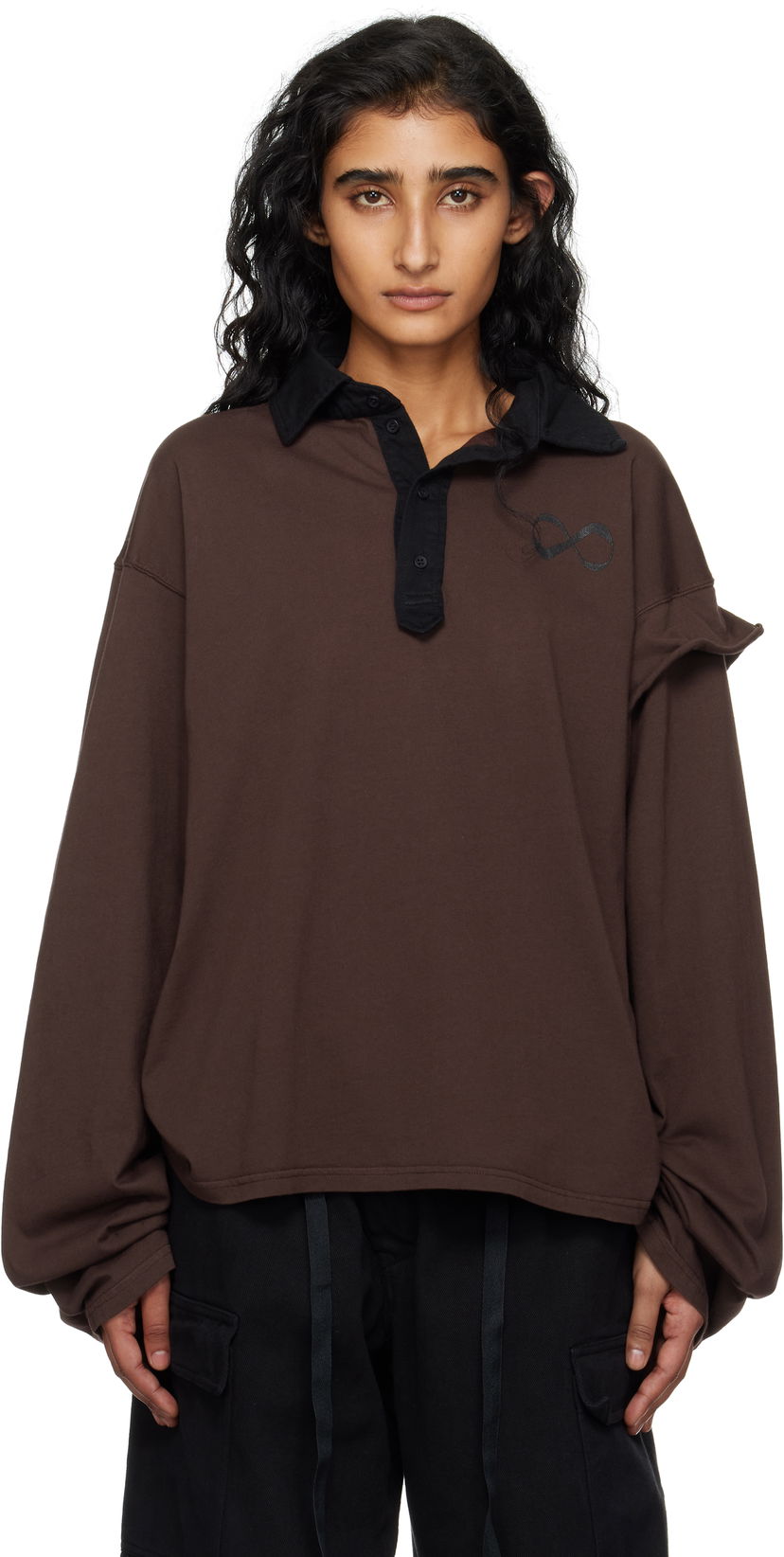 Polotröja Ottolinger Ottolinger Long Sleeve Polo Brun | 115-102915-03
