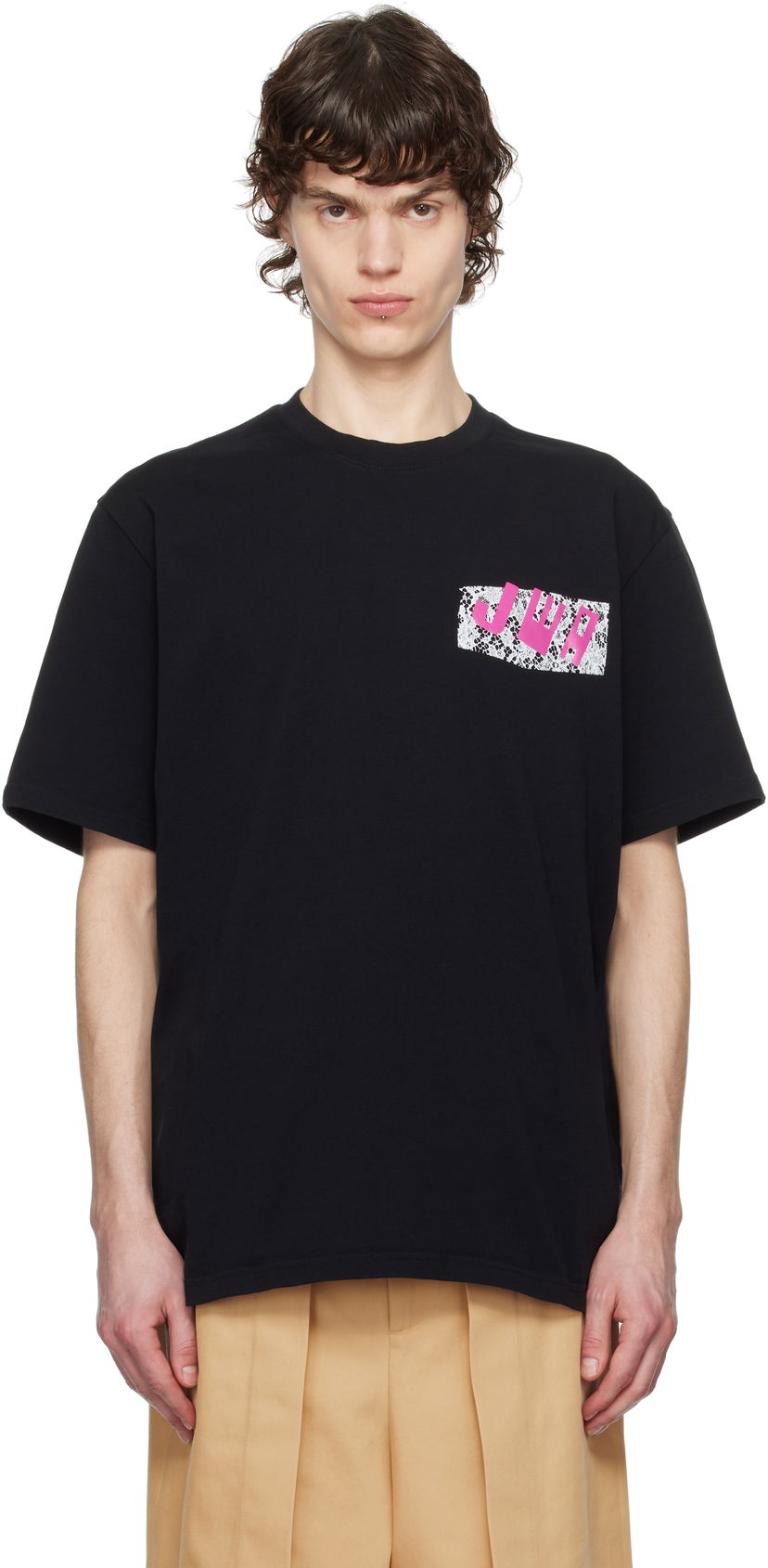 T-shirt JW Anderson JW Anderson 'JWA' Lace Trim T-Shirt Svart | JT0272-PG1551