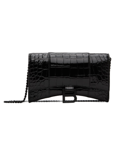 Axelväska Balenciaga Croc Hourglass Bag Svart | 656050 1LR67