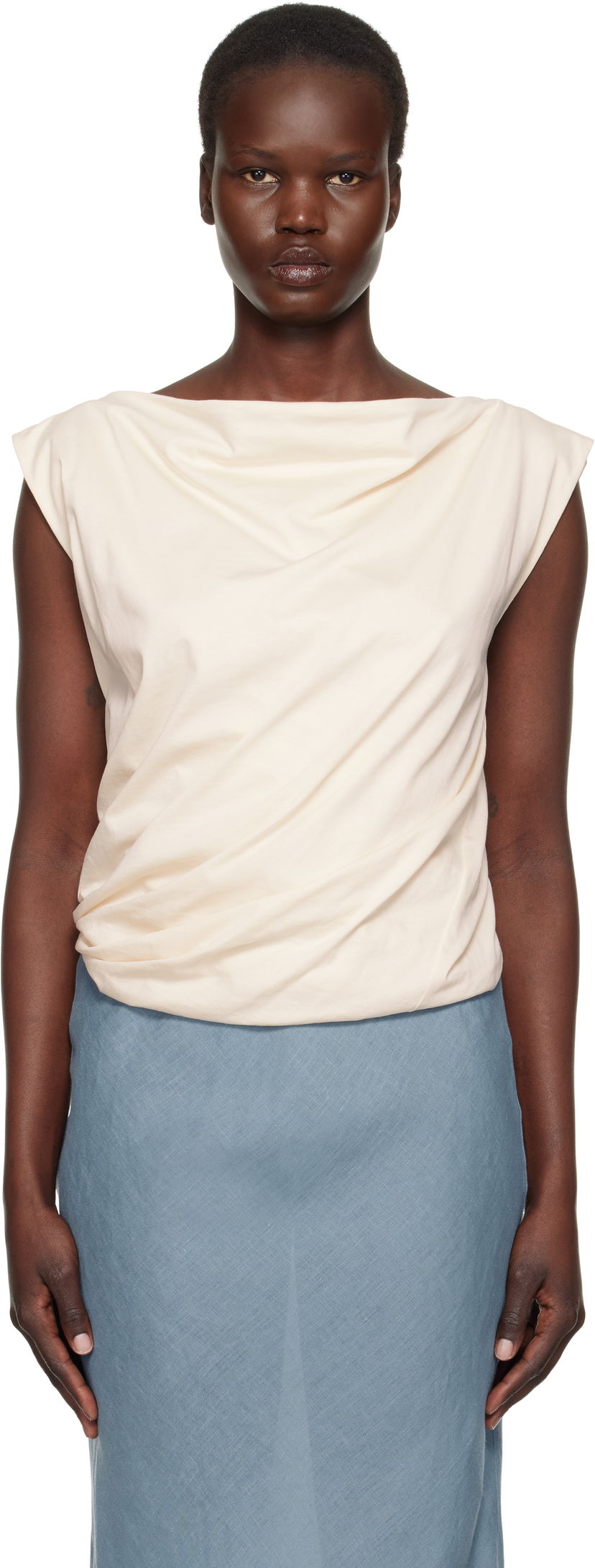 Linne Baserange Turn Sleeveless Top Beige | TOTUT-RC-SP25