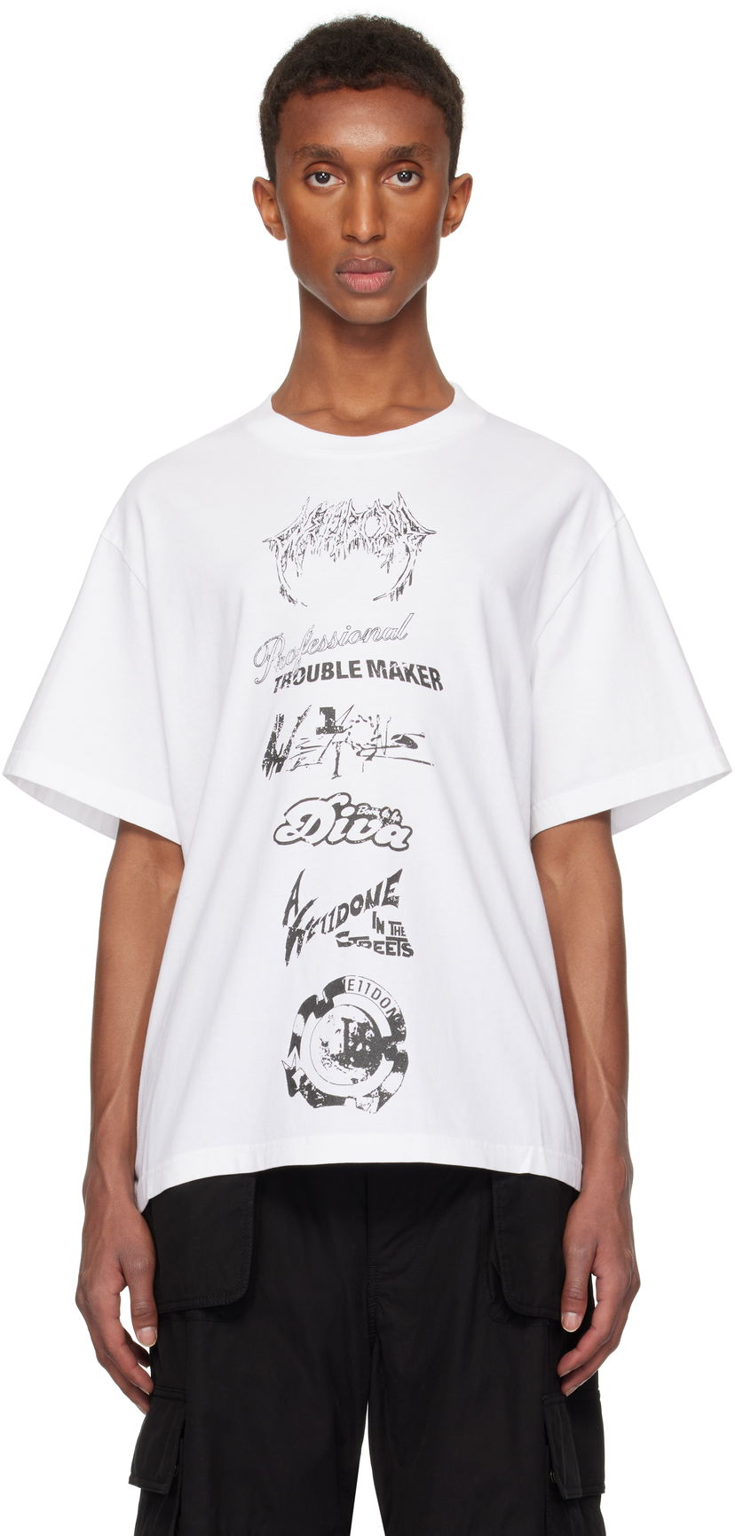 T-shirt We11done Multi Logo Graphic T-Shirt Vit | WD-TT3-24-777-U-WH