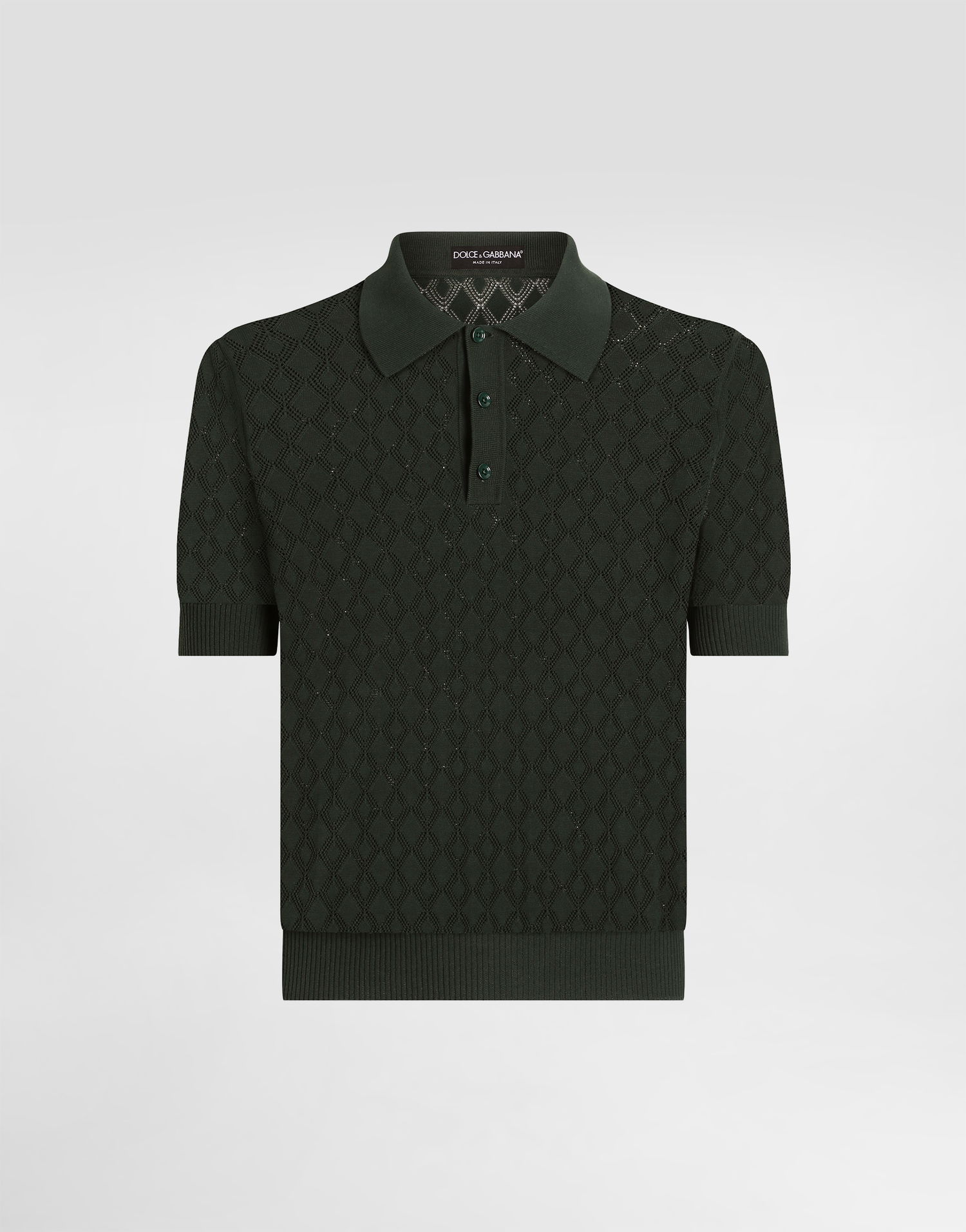 Polotröja Dolce & Gabbana Dolce & Gabbana Openwork Short-Sleeved Polo Shirt Grön | GXZ60TJBCFIV7312, 0