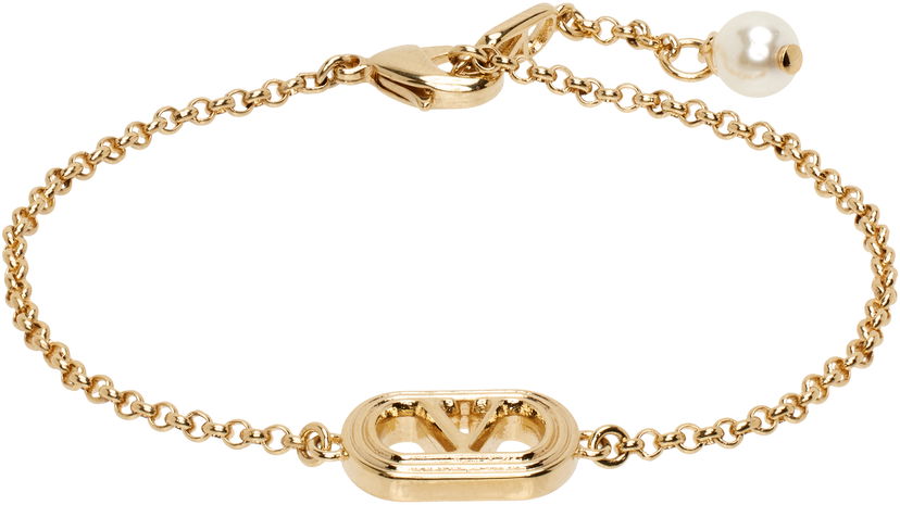 Armband Valentino Valentino Garavani Oval Chain Bracelet with Pearl Metallisk | 6Y2J0S37UXM