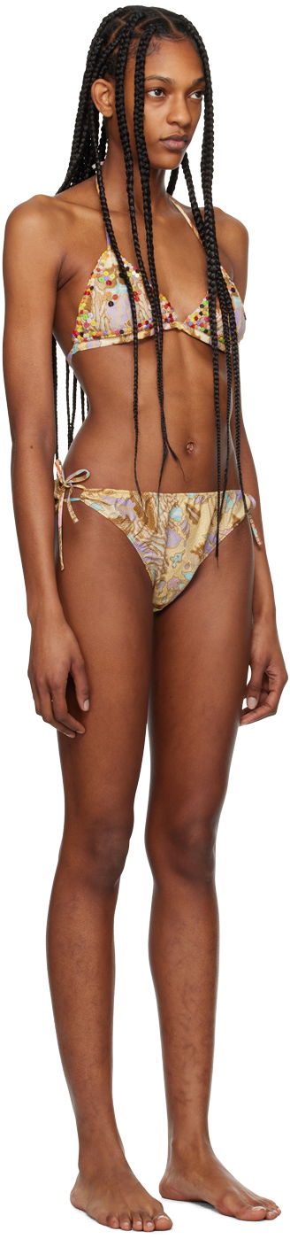 Badkläder Anna Sui Beaded Triangle Bikini Set Beige | 324A60, 1
