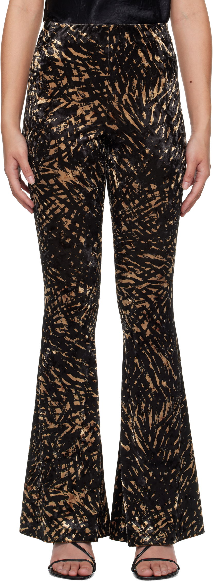 Byxor Nanushka Printed Velvet Flare Pants Flerfärgad | NW24FWPA39599