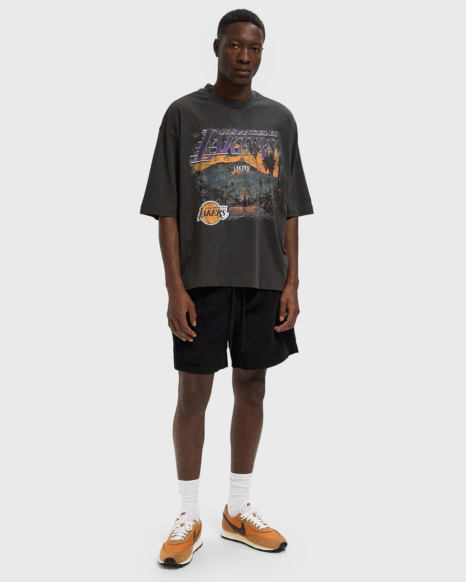 T-shirt New Era Los Angeles Lakers Washed Graphic T-Shirt Svart | 60684346, 1