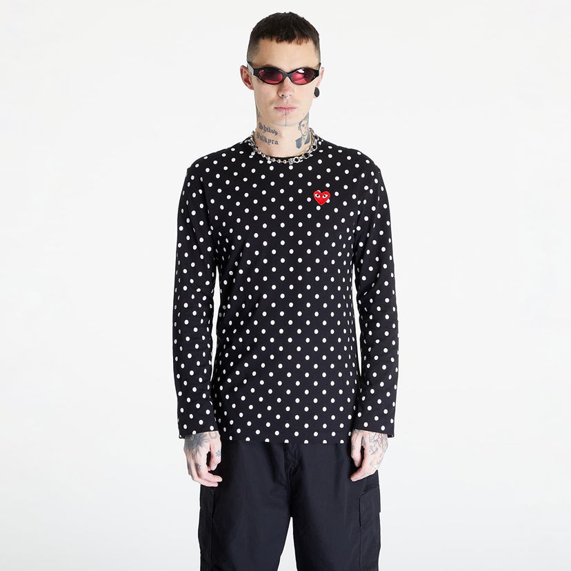 T-shirt Comme des Garçons PLAY Heart Logo Long Sleeve Tee UNISEX Svart | AZT166 black
