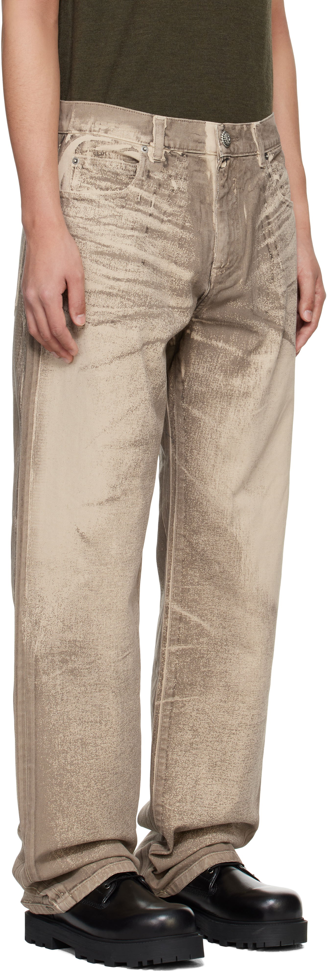 Jeans Balmain Balmain Loose-Fit Jeans Beige | EH1ML155DF57, 1