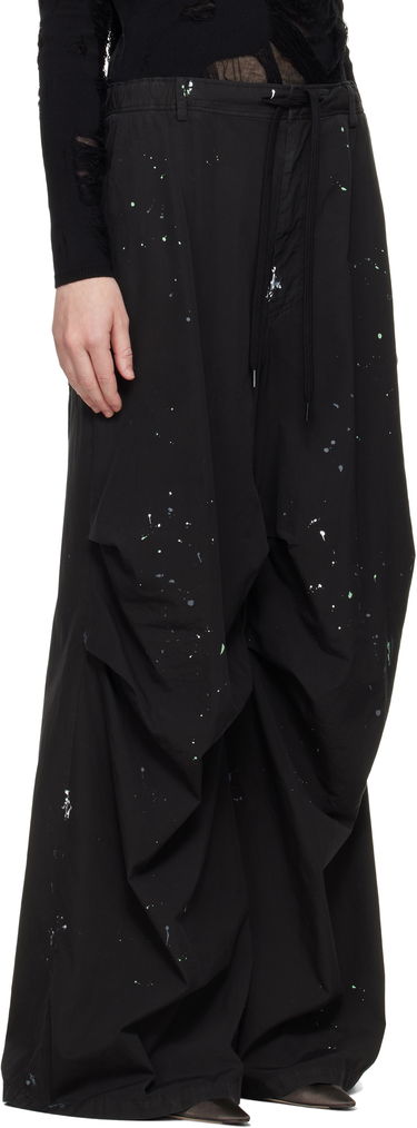 Cargo byxor Maison Margiela MM6 Maison Margiela Light Cotton Poplin Wide Leg Trousers with Paint Splatter Svart | S62KB0240 M35458, 1