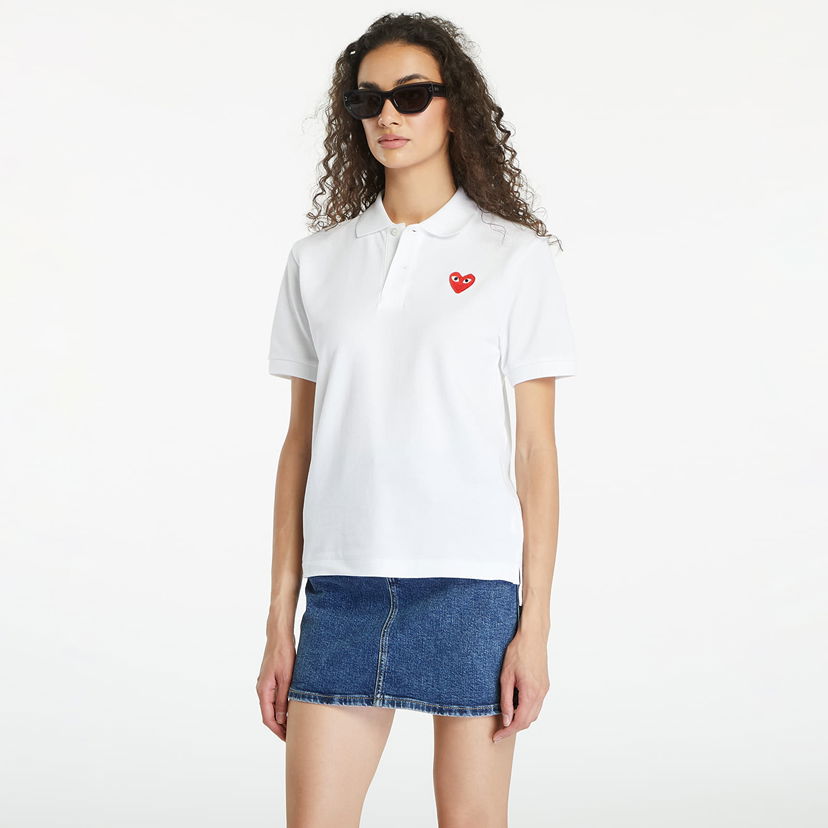 T-shirt Comme des Garçons PLAY Emblem Knit Short Sleeve Tee UNISEX White Vit | AX-T006 WHITE