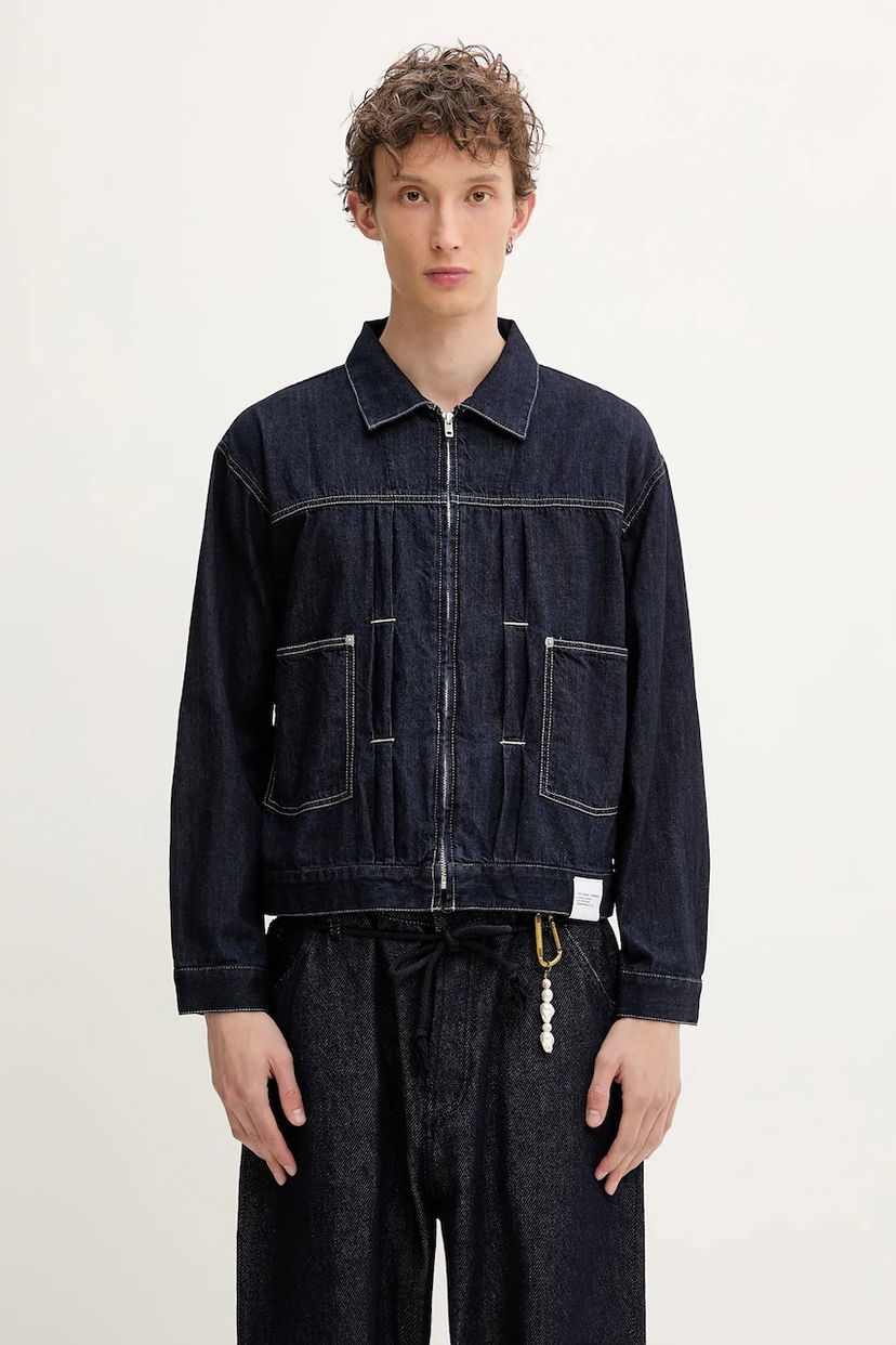 Jacka Neighborhood NEIGHBORHOOD Washed LW Denim Zip Jacket Mörkblå | 251SPNH.JKM01