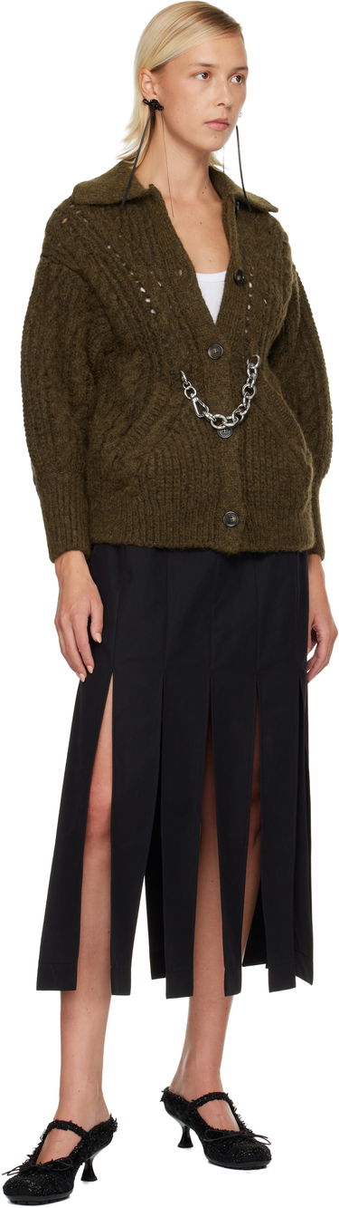 Sweater Simone Rocha Simone Rocha Sculpted Chunky Knit Chain Detail Cardigan Grön | MZMK1E 0665, 3