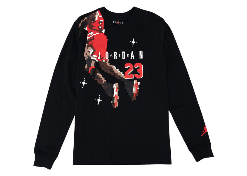 T-shirt Jordan Jordan Slam Dunk Contest Holiday Long Sleeve Pixel Tee Black/Chile Red Svart | DC9793-010