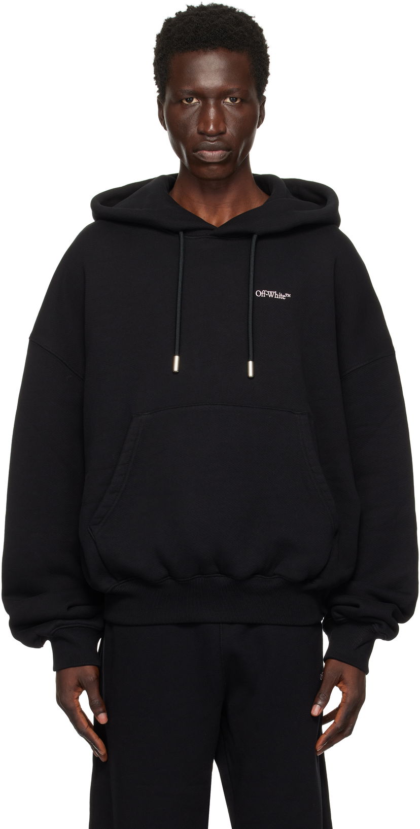 Sweatshirt Off-White Oversized Hoodie With Logo Print Svart | OMBB118F24FLE0031030