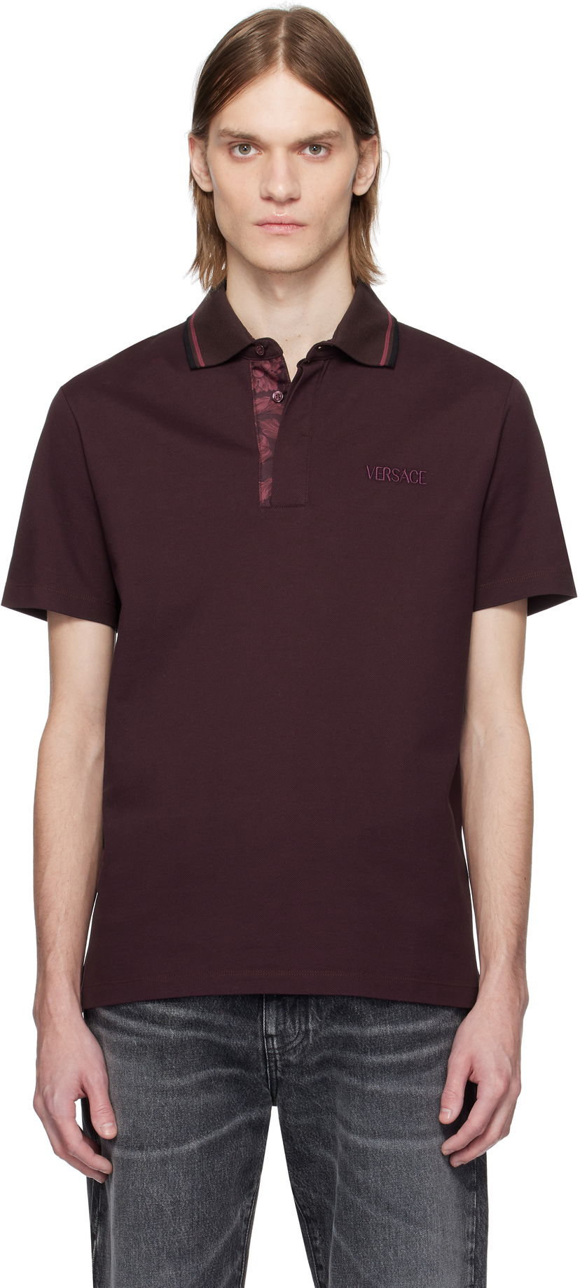 Polotröja Versace Versace Piqué Polo Bourgogne | 1015808_1A11072