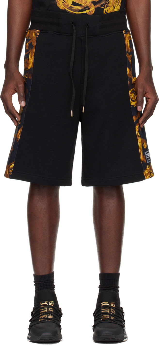 Shorts Versace Couture Black & Gold Watercolor Couture Shorts Svart | E76GAD3C0_EFS127