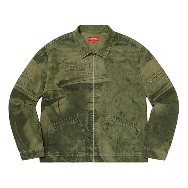 Jacka Supreme Supreme Is Love Denim Work Jacket Grön | SUP-FW19-060