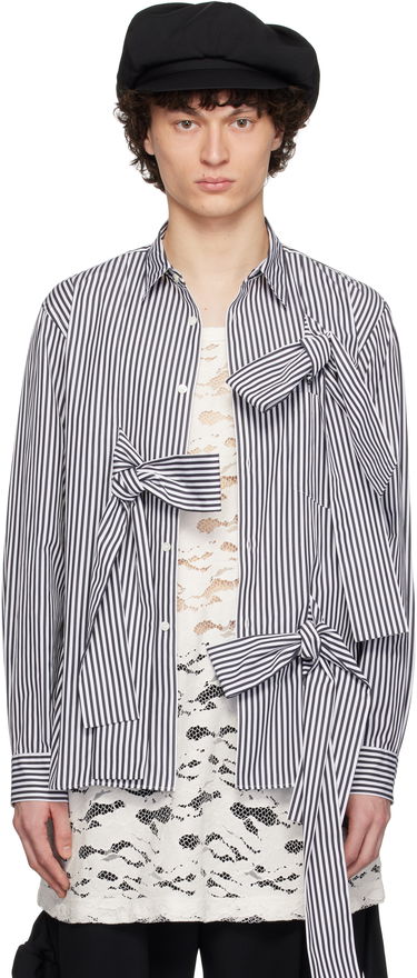 Skjorta Comme des Garçons Homme Plus Broad Stripe Tie Shirt Mörkblå | PO-B018-051, 0