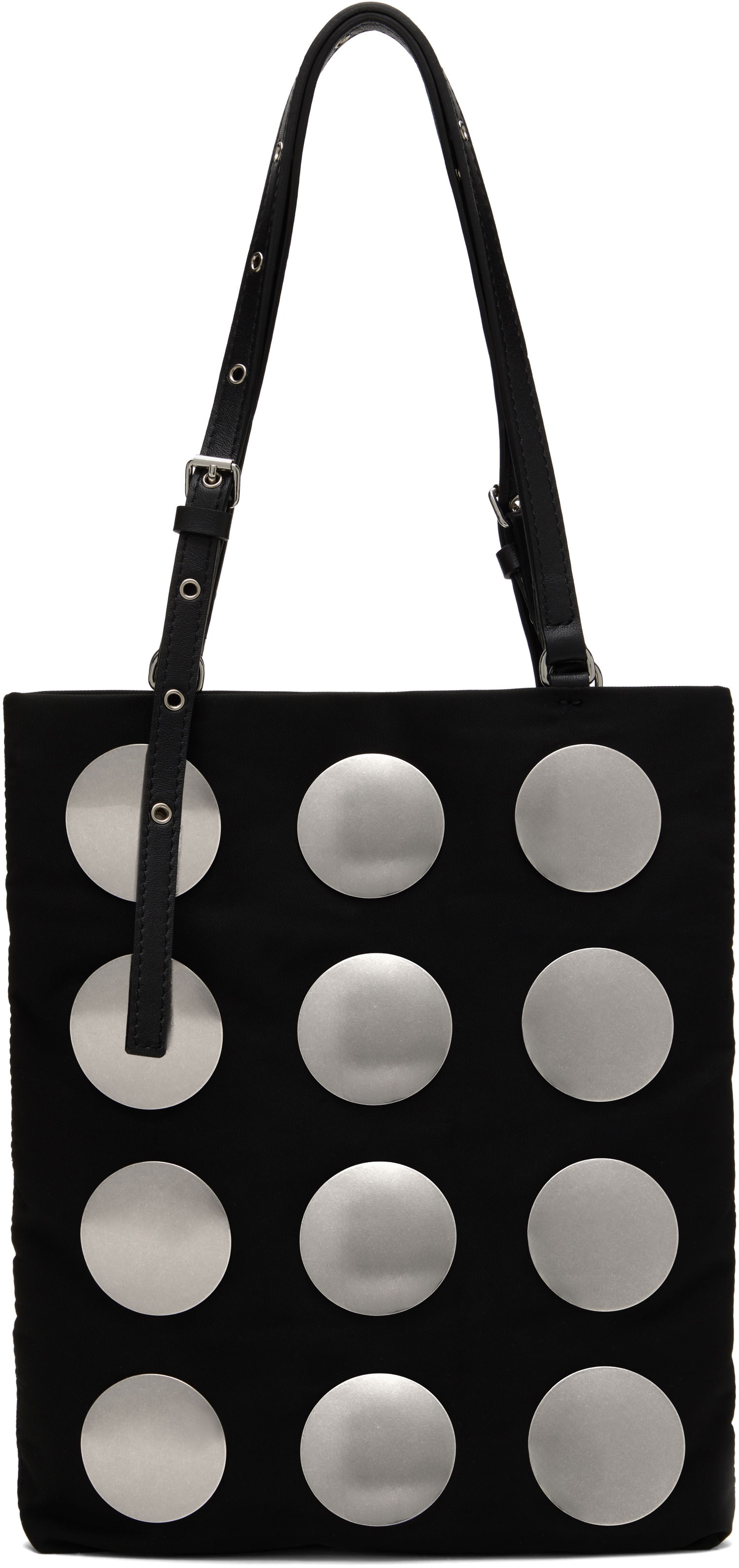 Tygpåse We11done We11done Round Studded Mini Tote Svart | WD-AB0-25-476-U-BK, 0