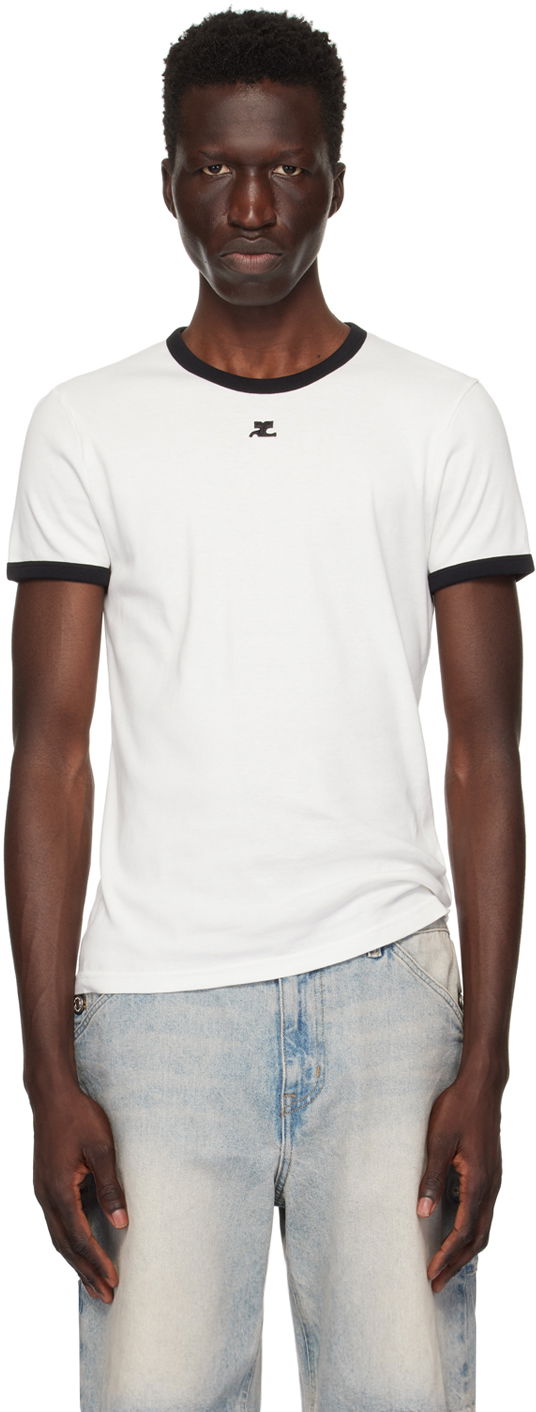 T-shirt Courrèges Courrèges Signature Contrast T-Shirt Vit | VESJTS020JS0070