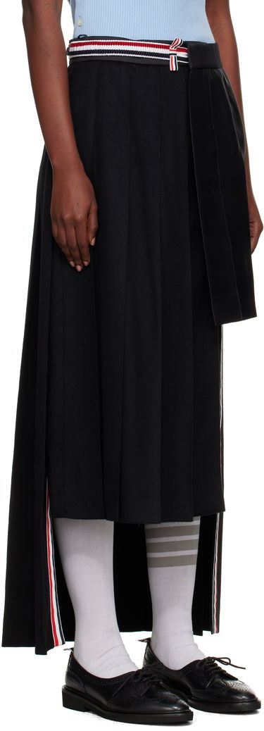 Kjol Thom Browne Wrap Pleated Midi Skirt Svart | FGCA33C-07962, 1