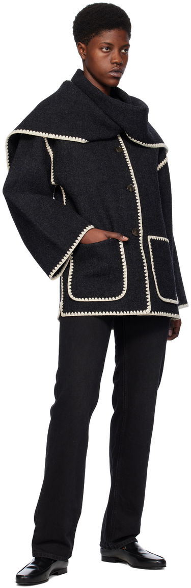 Halsduk TOTEME Embroidered Wool-Blend Cape Svart | 221-117-709, 3