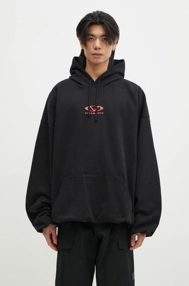 Sweatshirt VETEMENTS Oval Logo Cropped Boxy Hoodie Svart | UA66HD600BR, 0