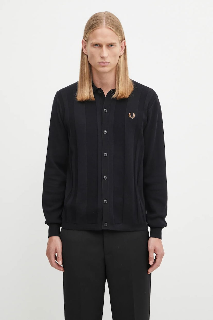 Sweater Fred Perry Fred Perry Textured Cardigan Svart | K9726