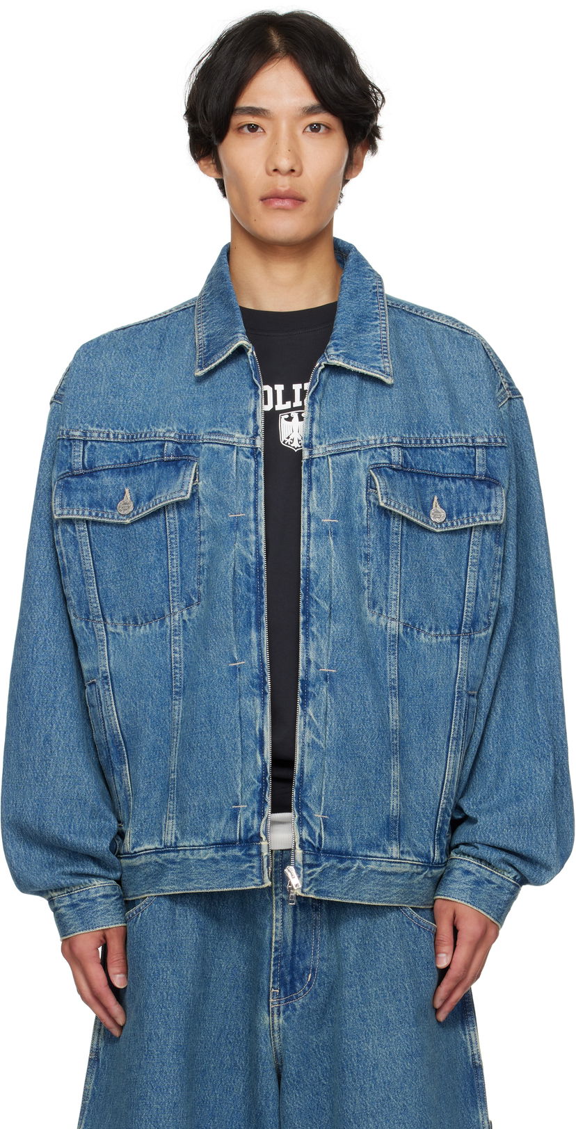 Jacka VETEMENTS Hip-Hop Denim Jacket Blå | UH76DJ250VB