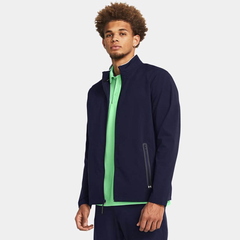 T-shirt Under Armour Herren Storm Windstrike Oberteil mit durchgehendem Zip Midnight Blaue Mörkblå | 1383150-410