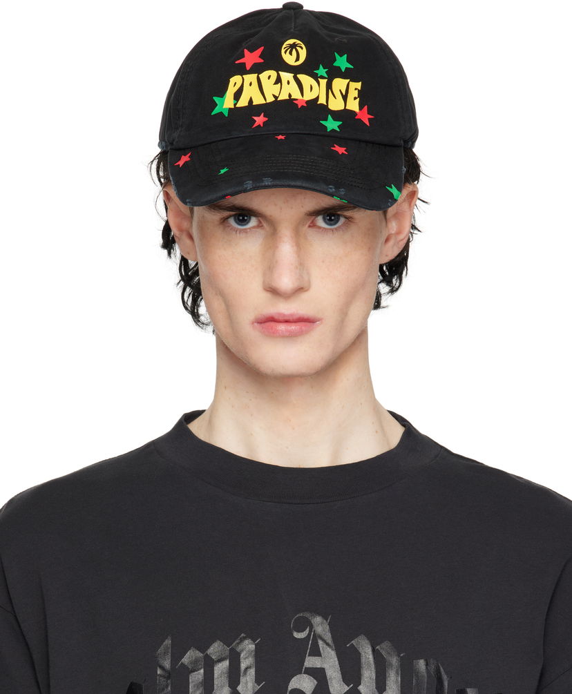 Keps Palm Angels 'Paradise' Palm Baseball Cap Svart | PMLB108S25FAB0031018