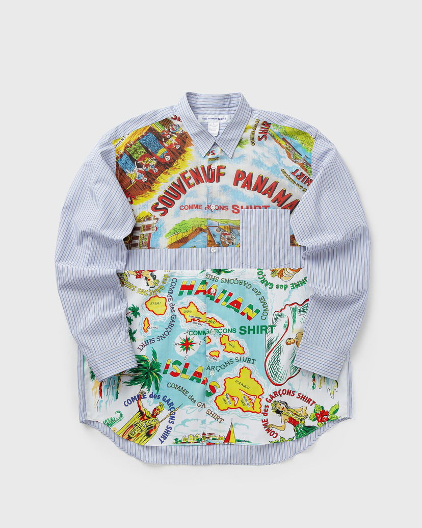 Skjorta Comme des Garçons Pinstripe Patchwork Souvenir Print Woven Shirt Flerfärgad | FP-B059-W25-1