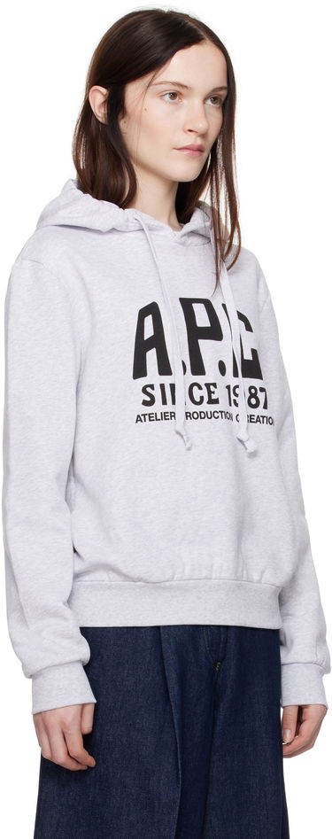 Sweatshirt A.P.C. Print Label Hoodie Grå | COHBV-M27955, 1