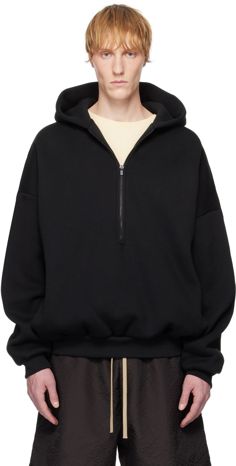 Sweatshirt Fear of God Fear of God Eternal Half Zip Hoodie Svart | FGE250-51311FLC