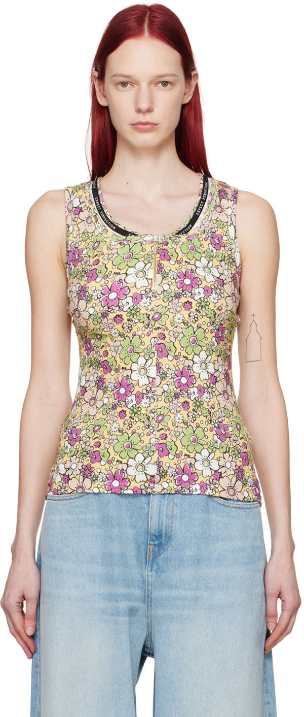 Linne Martine Rose Floral Tank Top Grön | MRSS24-634B