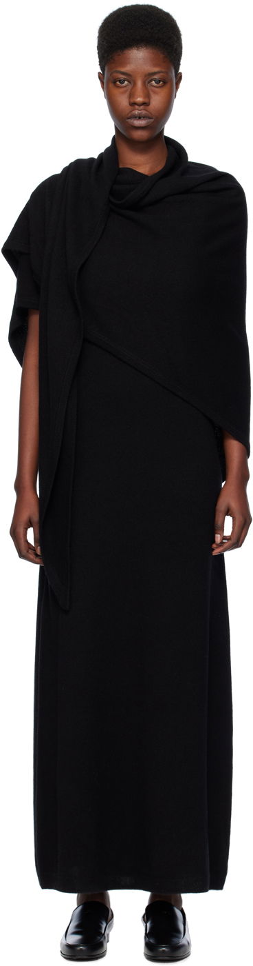 Klä TOTEME TOTEME Shawl Maxi Dress Svart | 241-WRD1072-YA0016