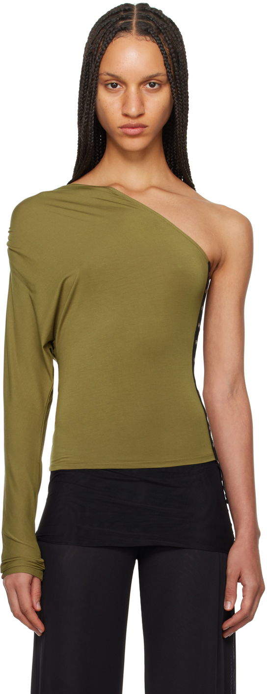Linne Miaou Miaou Katia One-Shoulder Long Sleeve Top Grön | 7095TJBCED