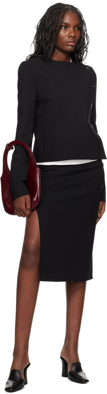 Kjol Courrèges Oblique Tailored Midi Skirt Svart | 424CJU196WO0113, 3
