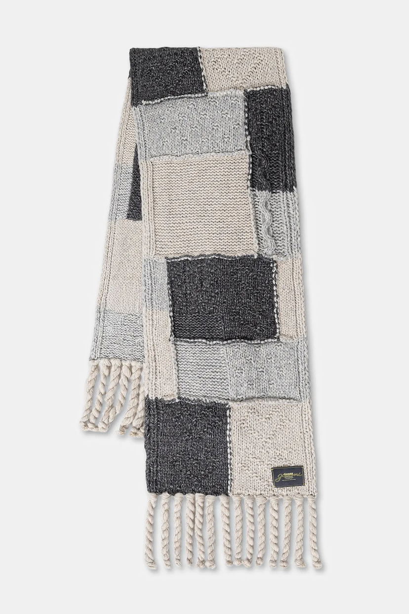 Halsduk GANNI Knitted Wool Cotton Bubble Patchwork Scarf Flerfärgad | A6662