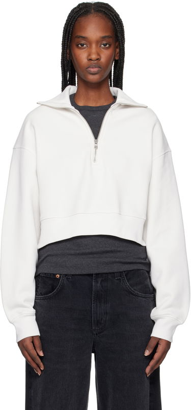 Sweatshirt AGOLDE AGOLDE Bethan Cropped Quarter Zip Sweatshirt Vit | A7349-1697, 0